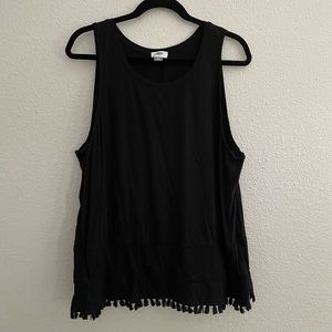 Fringed Black Cotton Top Old Navy size XXL